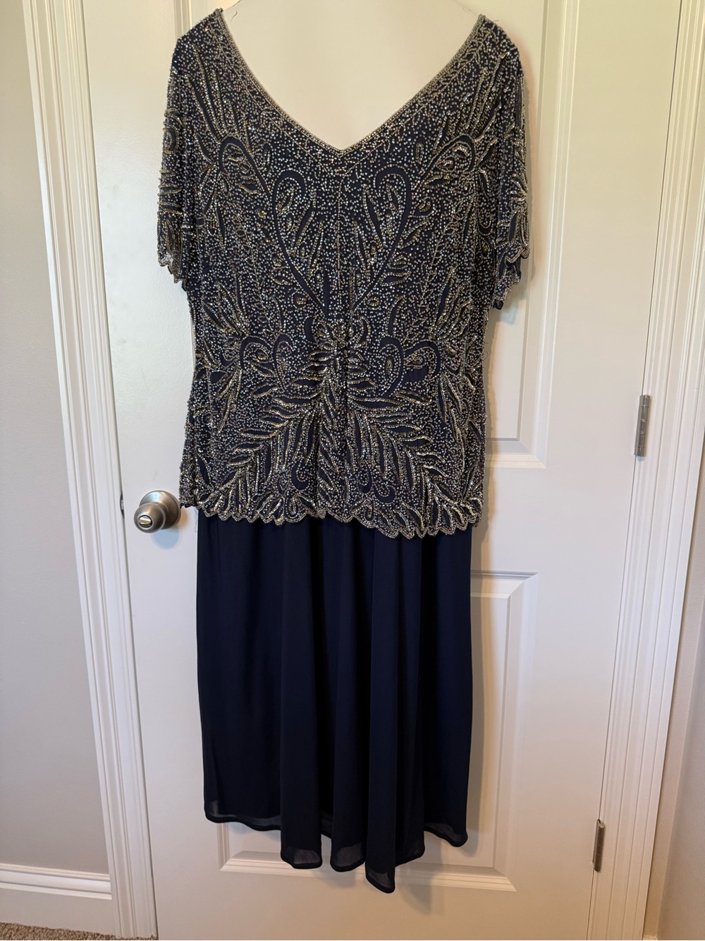 pisarro beaded dress Nights | Dresses | Pisarro Nights Navy And Silver Vneck Evening All-in-one